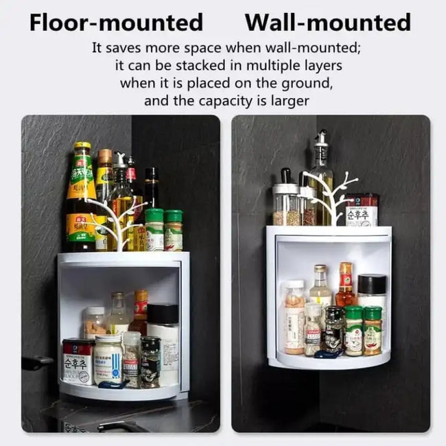 2-in-1 Corner Storage Rack with Tree Jewellery Stand – Floor & Wall Mount