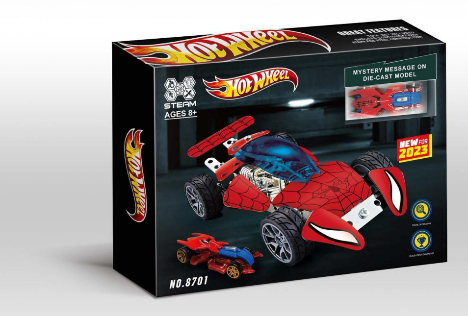 Hot Wheels DIY Spider Racing Car Metal Building Kit | STEM Educational Construction Toy (No. 8701)