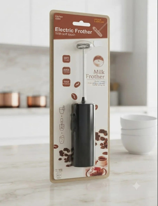 Electric Milk Frother with Soft Touch Handle – Handheld Foam Maker
