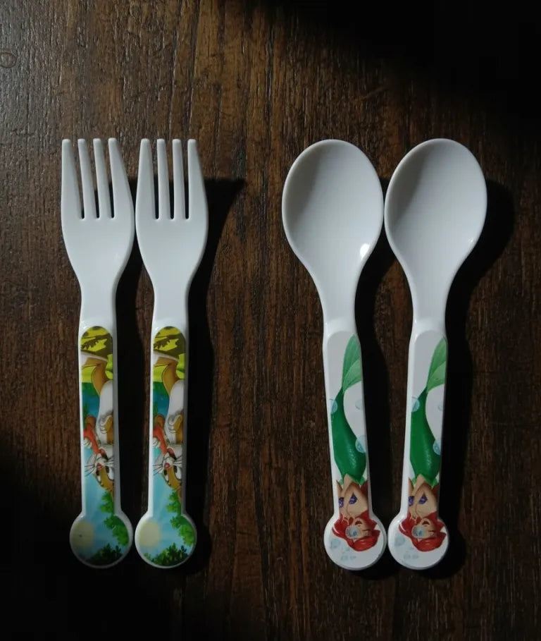 Kids Character Cutlery Set – 2 Spoons & 2 Forks | Set of 4 | 4 Designs