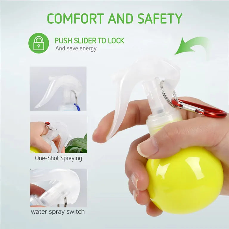 Mini Ball-Shaped Spray Bottle with Carabiner Clip
