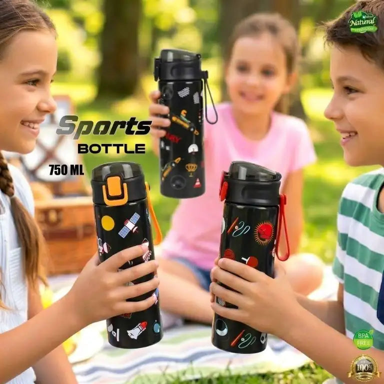 Sports Bottle 750ml – BPA Free Flip-Top with Carry Strap