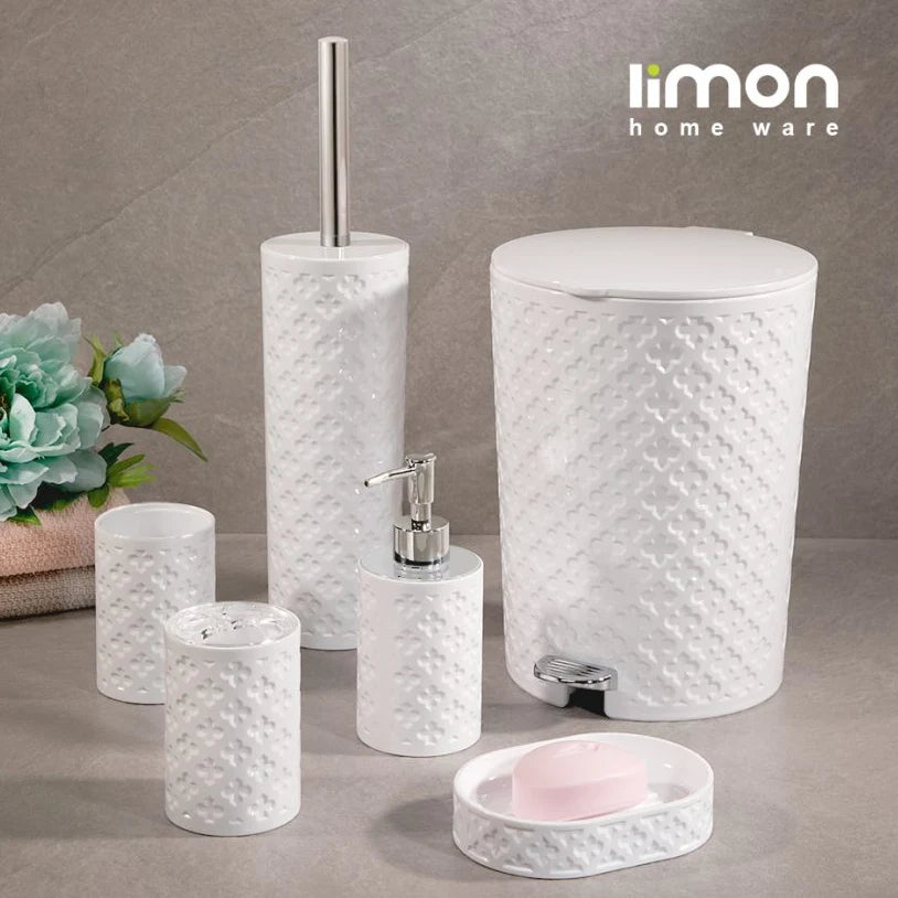 Woven-Texture Bathroom Accessories Set – 5 Pieces