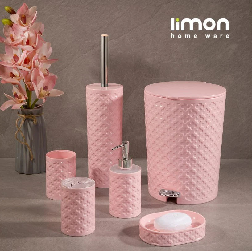 Woven-Texture Bathroom Accessories Set – 5 Pieces