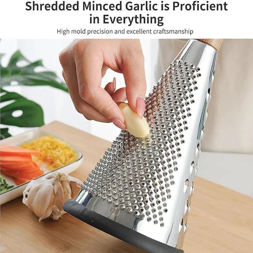 Stainless Steel 3-Sided Grater with Wooden Handle (2118)