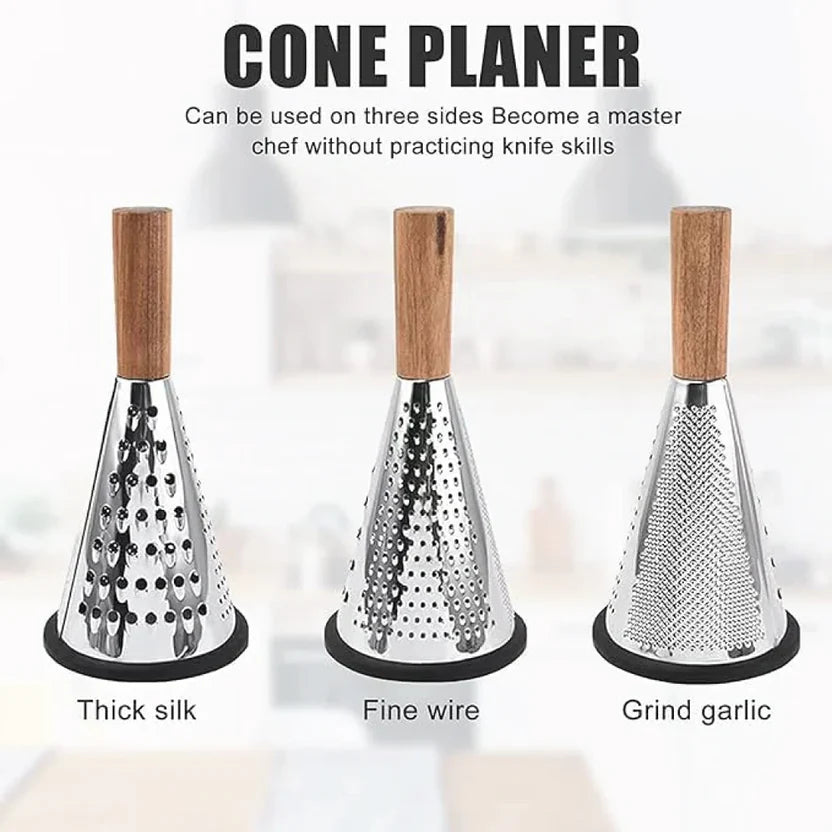 Stainless Steel 3-Sided Grater with Wooden Handle (2118)