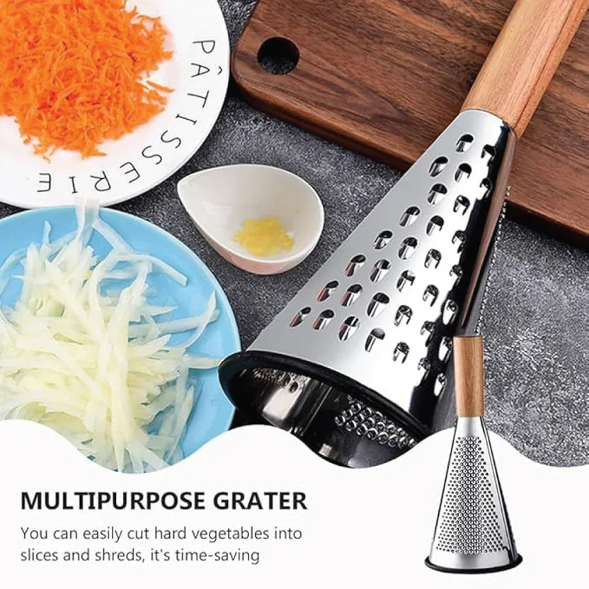 Stainless Steel 3-Sided Grater with Wooden Handle (2118)