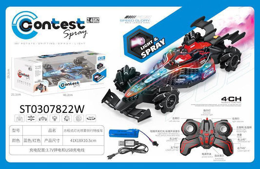 2.4GHz RC Formula Drift Stunt Car with Light, Spray & 360° Rotation