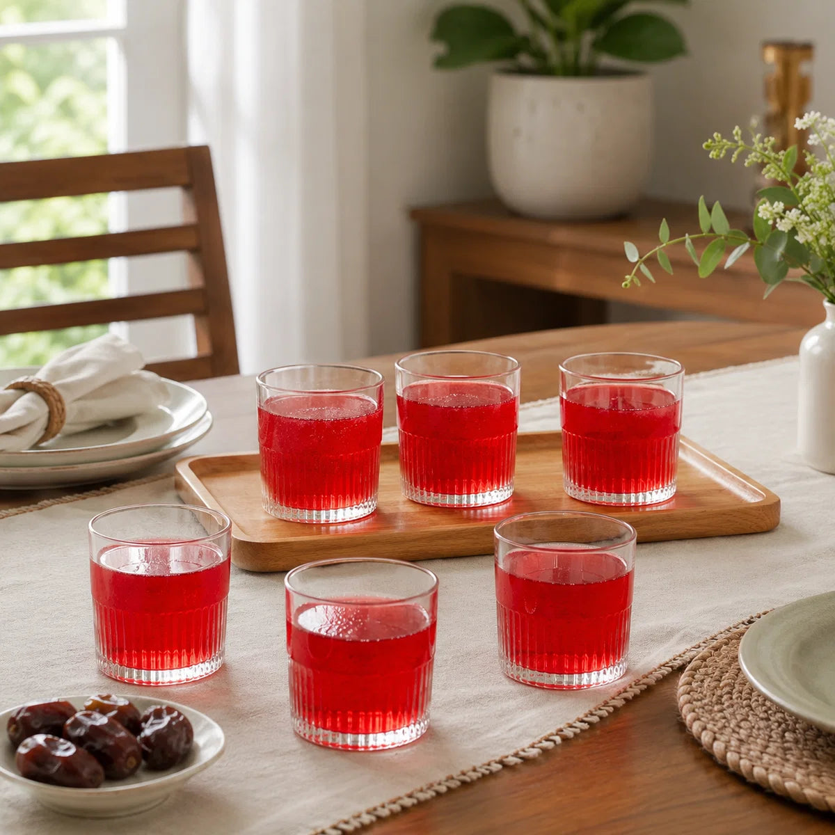 Ribbed Glass Tumblers – Set of 6