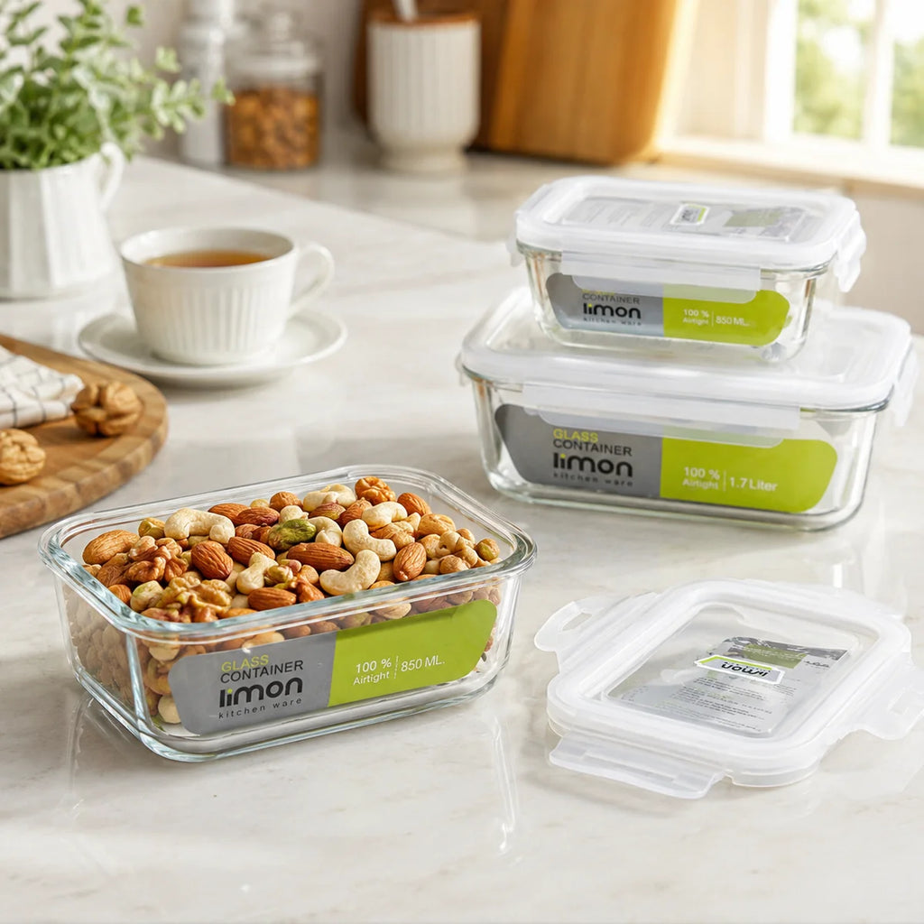 Airtight Glass Food Storage Container – 3 Sizes Available