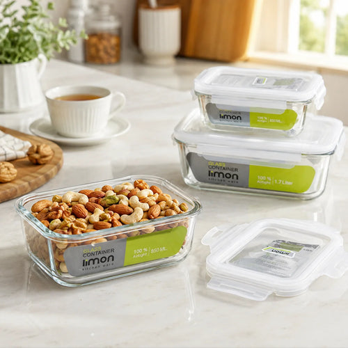 Airtight Glass Food Storage Container – 3 Sizes Available