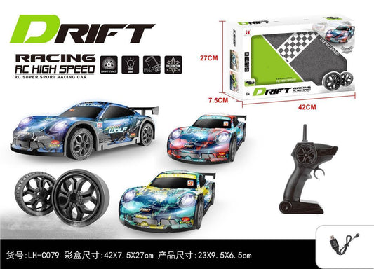 High-Speed RC Drift Racing Car with Lights & Extra Drift Tyres