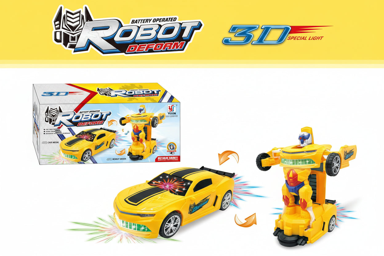 Battery Operated Transforming Robot Car with 3D Lights & Music
