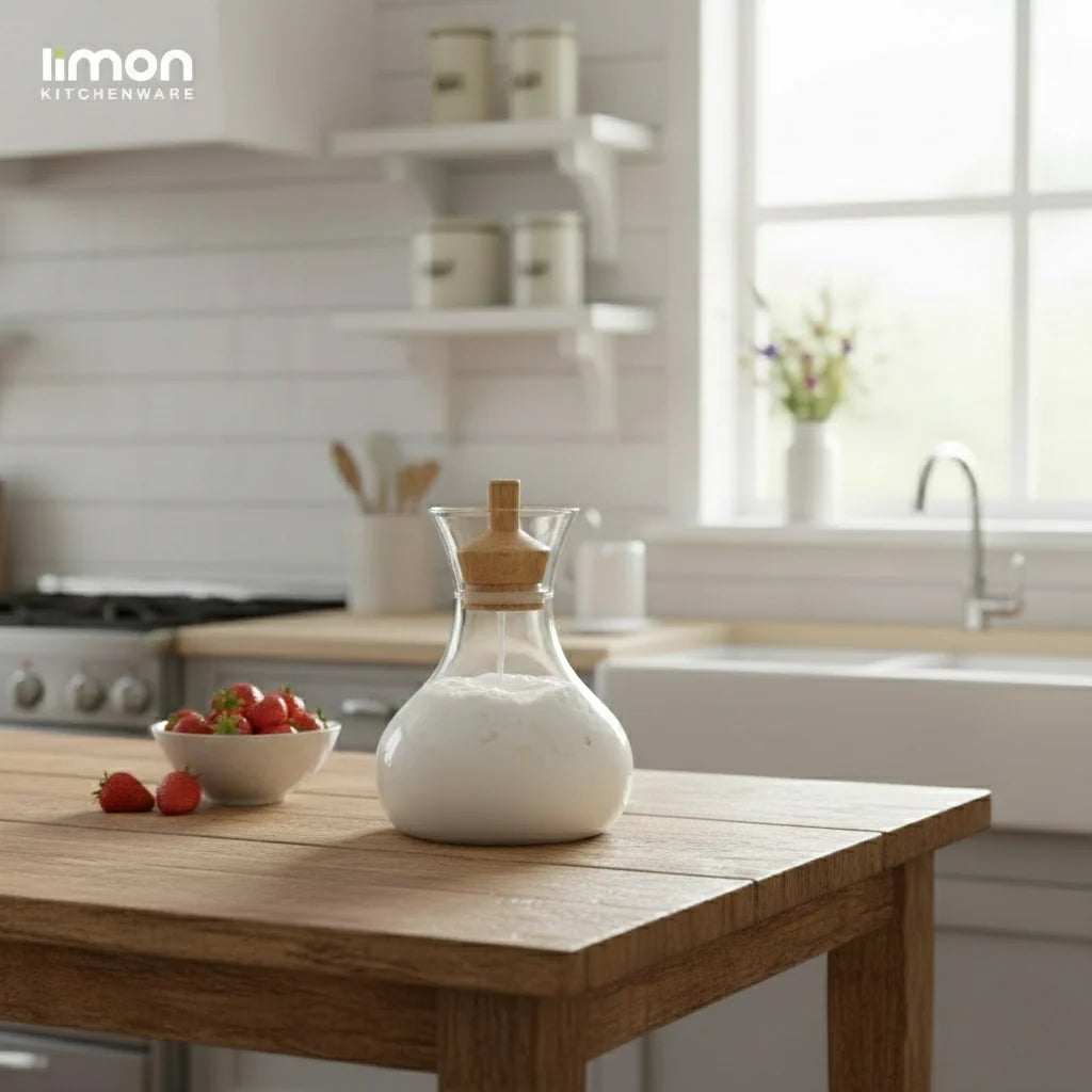 Hourglass Glass Carafe with Wooden Stopper