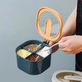 Joy Feel 4-Compartment Spice Box with Flip Lid & Spoons – Dark Teal