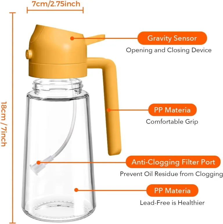 2-in-1 Auto-Open Gravity Sensor Oil Dispenser Bottle – Pour & Spray
