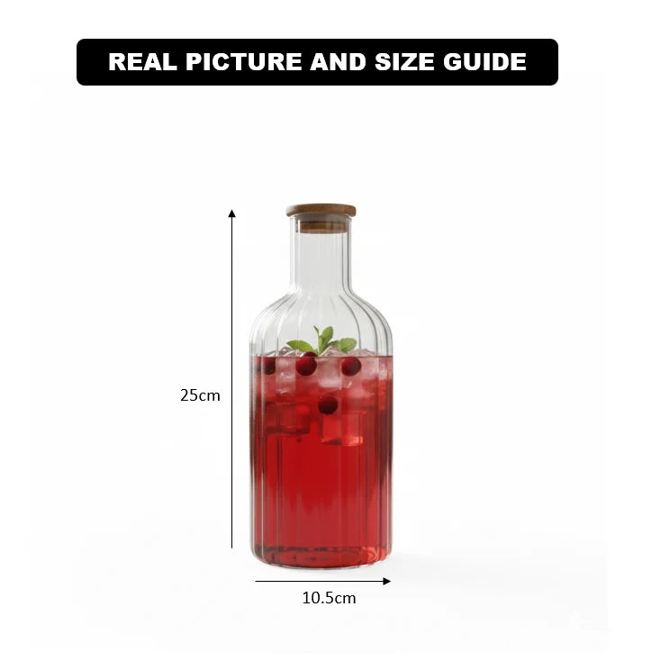 Ribbed Glass Carafe with Bamboo Lid