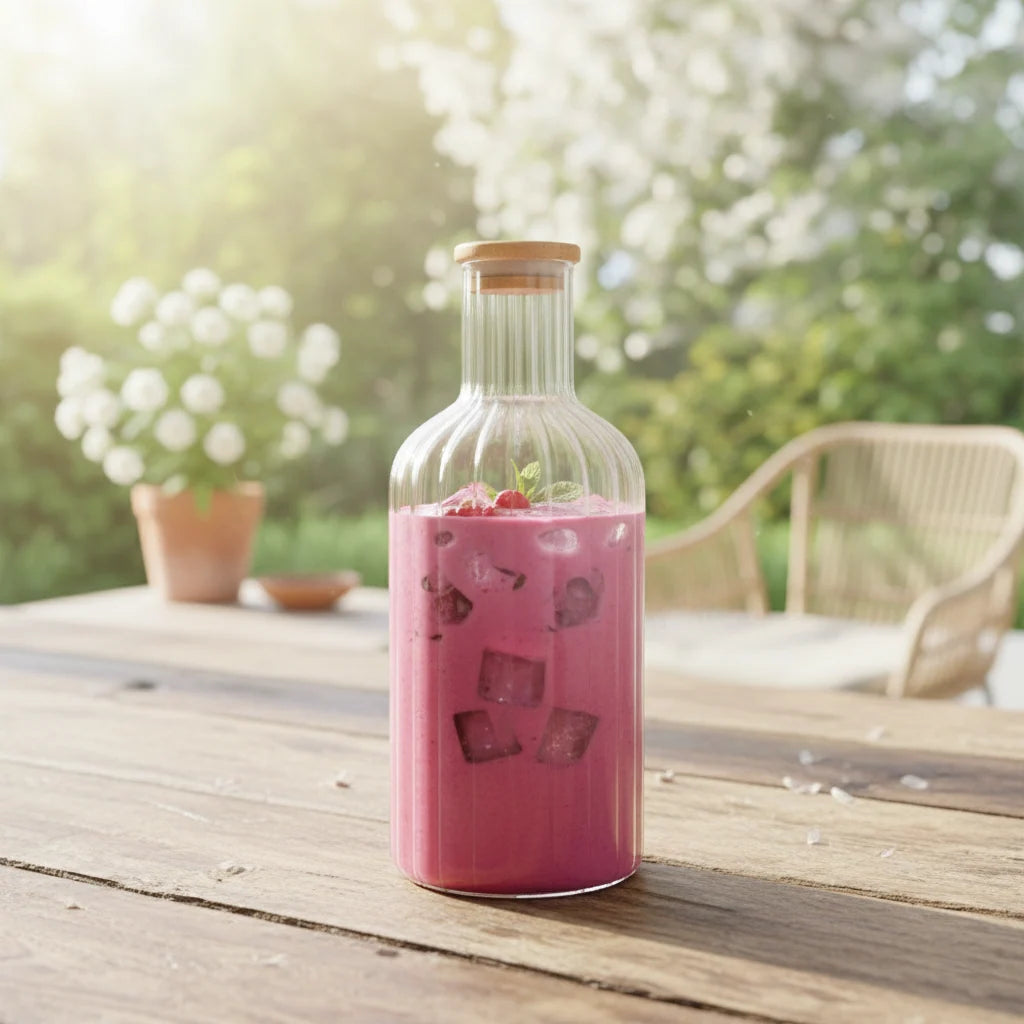 Ribbed Glass Carafe with Bamboo Lid