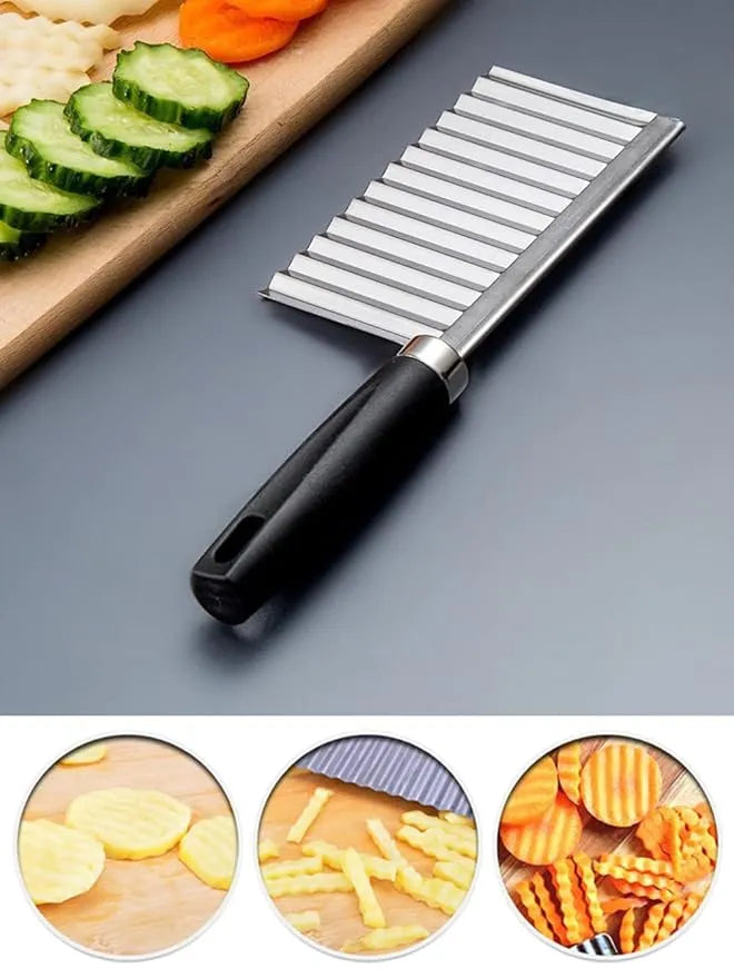 Stainless Steel Wavy Crinkle Cut Knife – Potato Chip & Vegetable Slicer