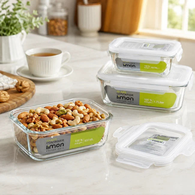 Airtight Glass Food Storage Container – 3 Sizes Available