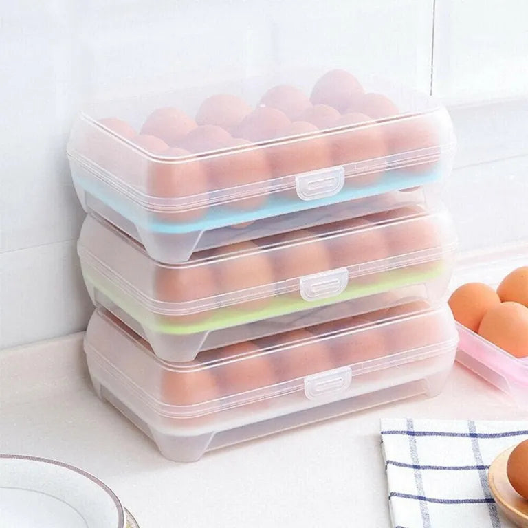 15-Egg Stackable Storage Box with Snap-Lock Lid – Fridge Organizer