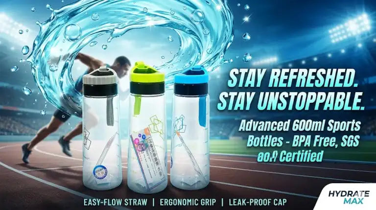 HydrateMax 600ml Advanced Sports Bottle – SGS Certified BPA Free