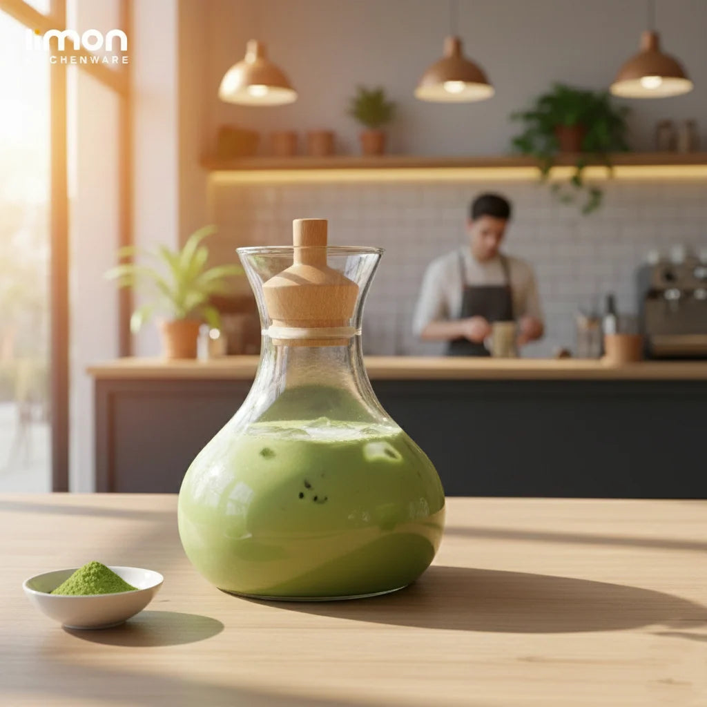 Hourglass Glass Carafe with Wooden Stopper