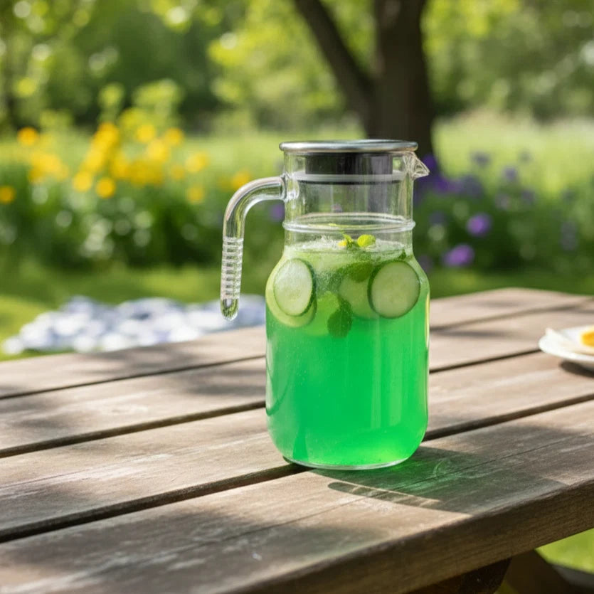 Glass Pitcher with Lid & Handle