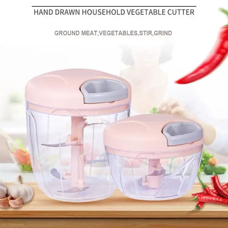 Hand Drawn Household Vegetable Cutter – Manual Pull-String Food Chopper | 2 Sizes