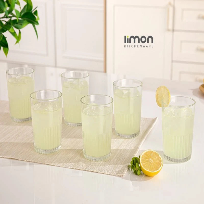Ribbed Glass Tumblers – Set of 6