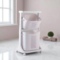 2-Tier Rolling Laundry Hamper with Wheels