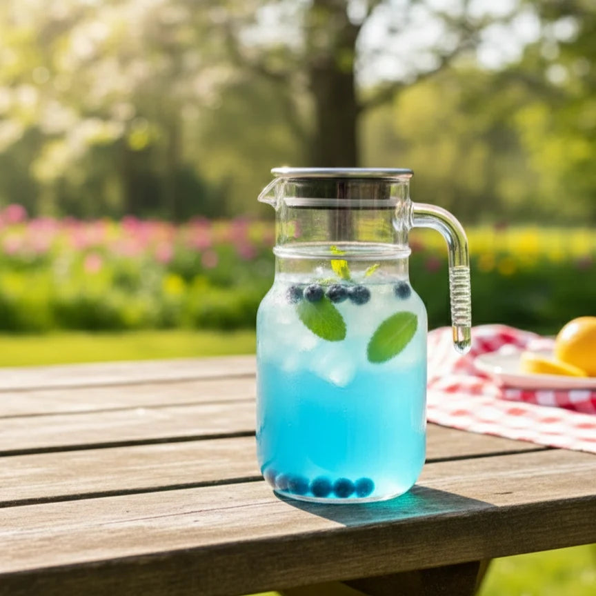 Glass Pitcher with Lid & Handle