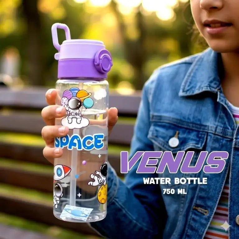 Venus "Let's Go to Space" Kids Water Bottle 750ml – Orange & Purple