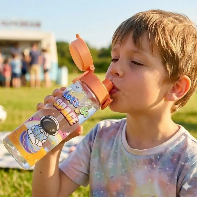 Venus "Let's Go to Space" Kids Water Bottle 750ml – Orange & Purple