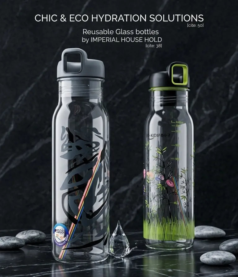 Imperial Household Reusable Glass Bottle – Chic & Eco Hydration