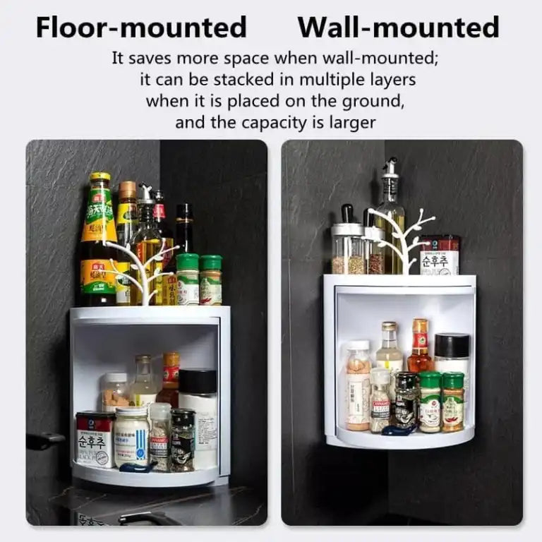 2-in-1 Corner Storage Rack with Tree Jewellery Stand – Floor & Wall Mount