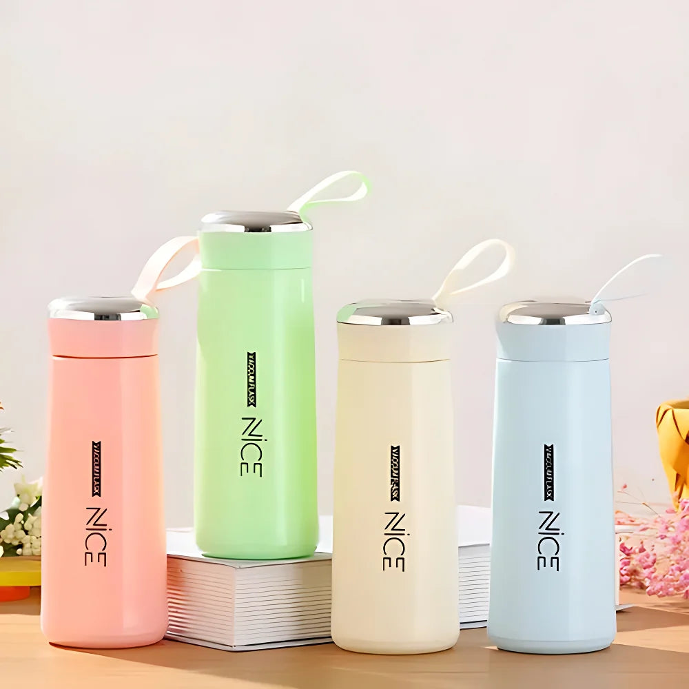 NiCE Vacuum Flask – Double Wall Insulated Thermos with Loop Lid | 4 Pastel Colours