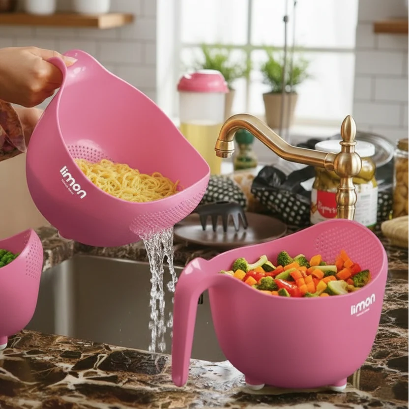 Pack of 3 Fruits and Vegetables Wash Bowl with Drainer (3035)