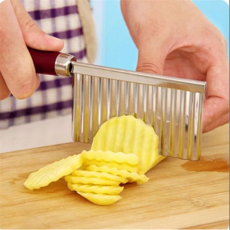 Stainless Steel Wavy Crinkle Cut Knife – Potato Chip & Vegetable Slicer