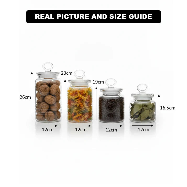 3-Pcs Rustic Design Handmade Glass Canister Set