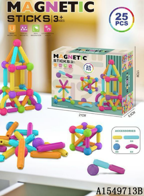 62 Pieces Magnetic Sticks Building Blocks Set | STEM Educational Construction Toy for Kids (ST0583621B)