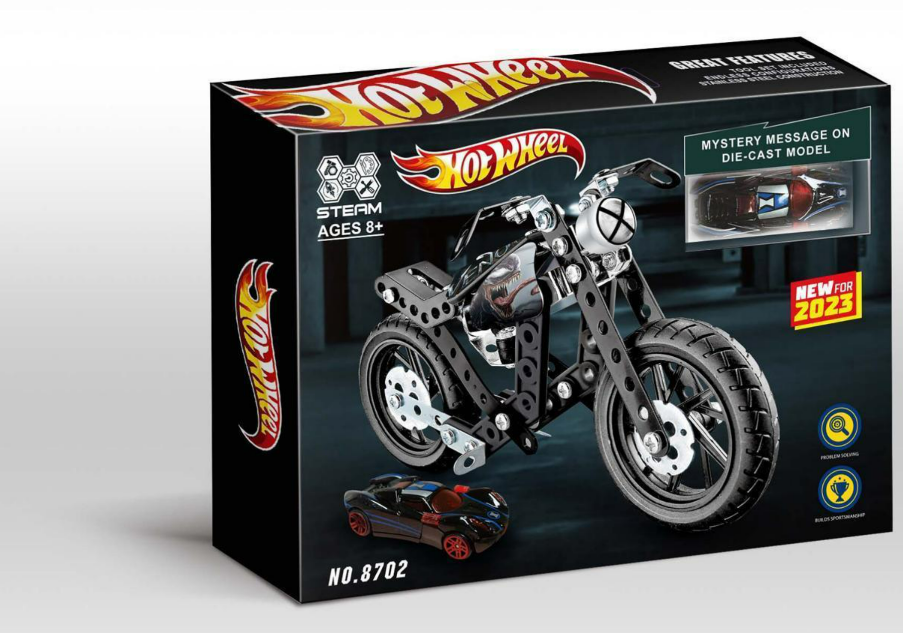 Hot Wheels DIY Metal Motorcycle Building Kit | STEM Educational Construction Toy (No. 8702)