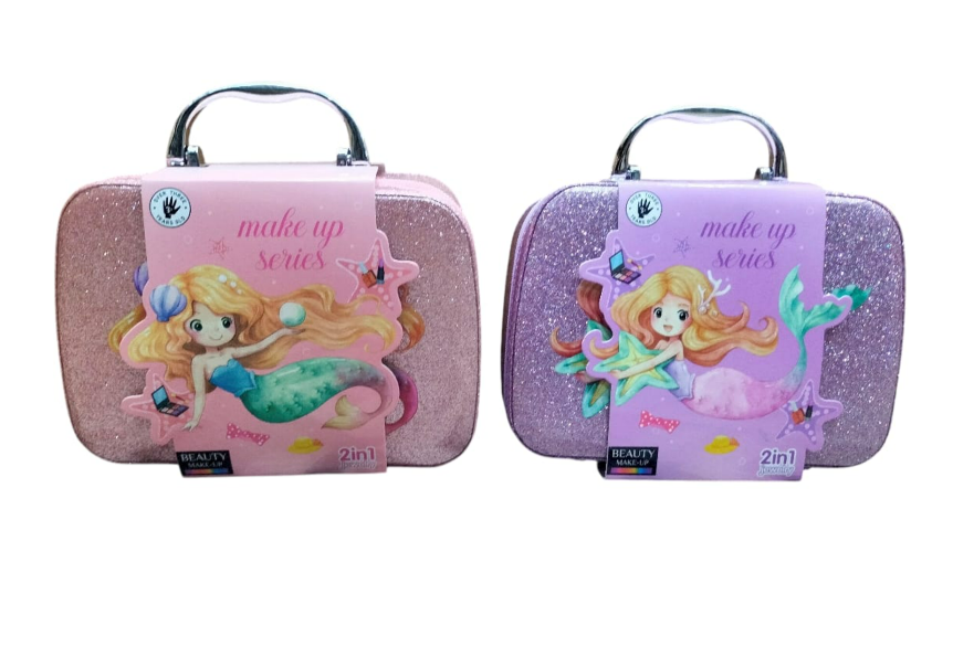 Mermaid 2-in-1 Makeup & Jewelry Set for Girls – Pink Glitter Case