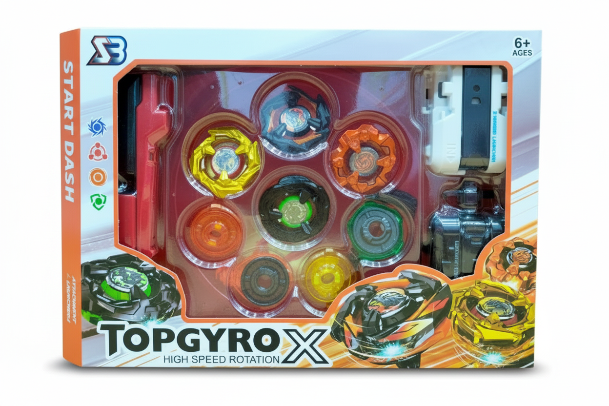 TopGyro X High Speed Rotation Beyblade Battle Set – 8 Tops & 2 Launchers