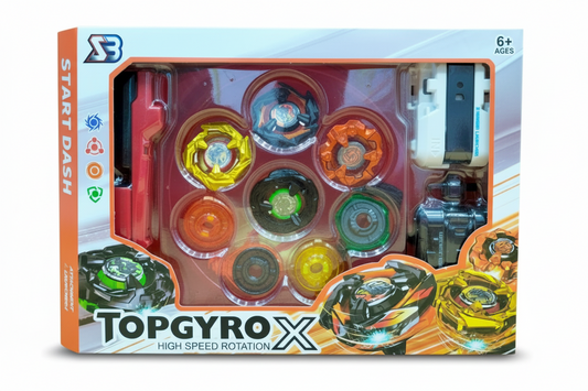 TopGyro X High Speed Rotation Beyblade Battle Set – 8 Tops & 2 Launchers