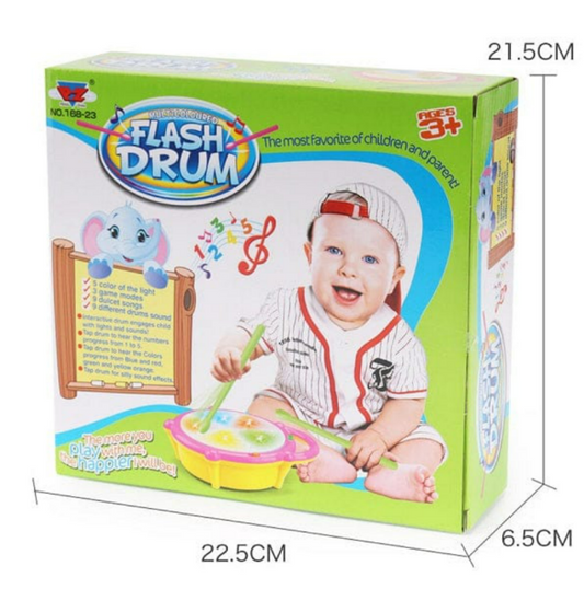 Flash Drum Musical Toy with Flashing Lights & Drumsticks for Kids