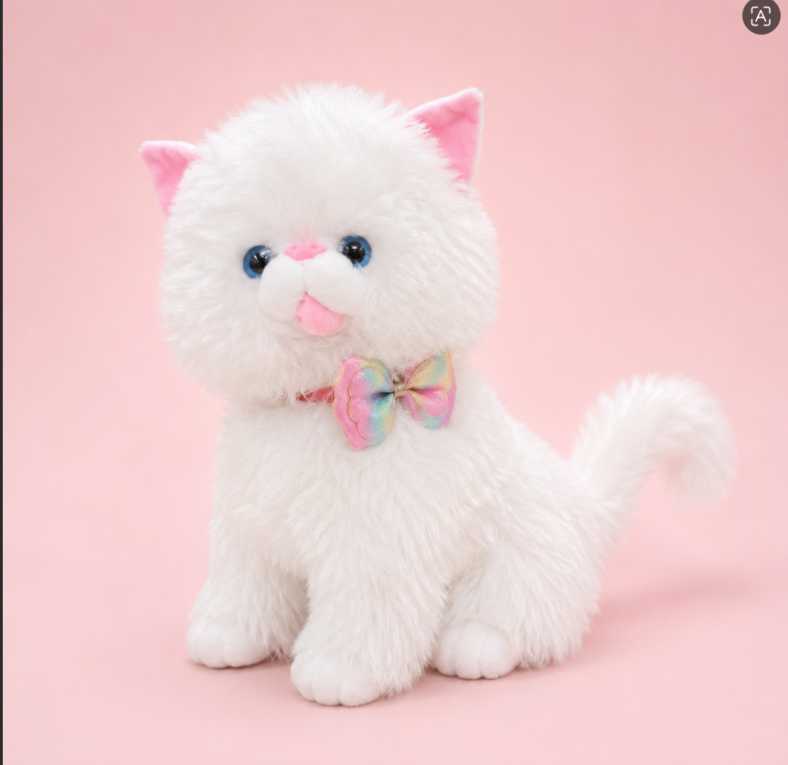 Bow Tie Persian Cat Plush Toy – Super Soft White Fluffy Cat for Kids & Gifting