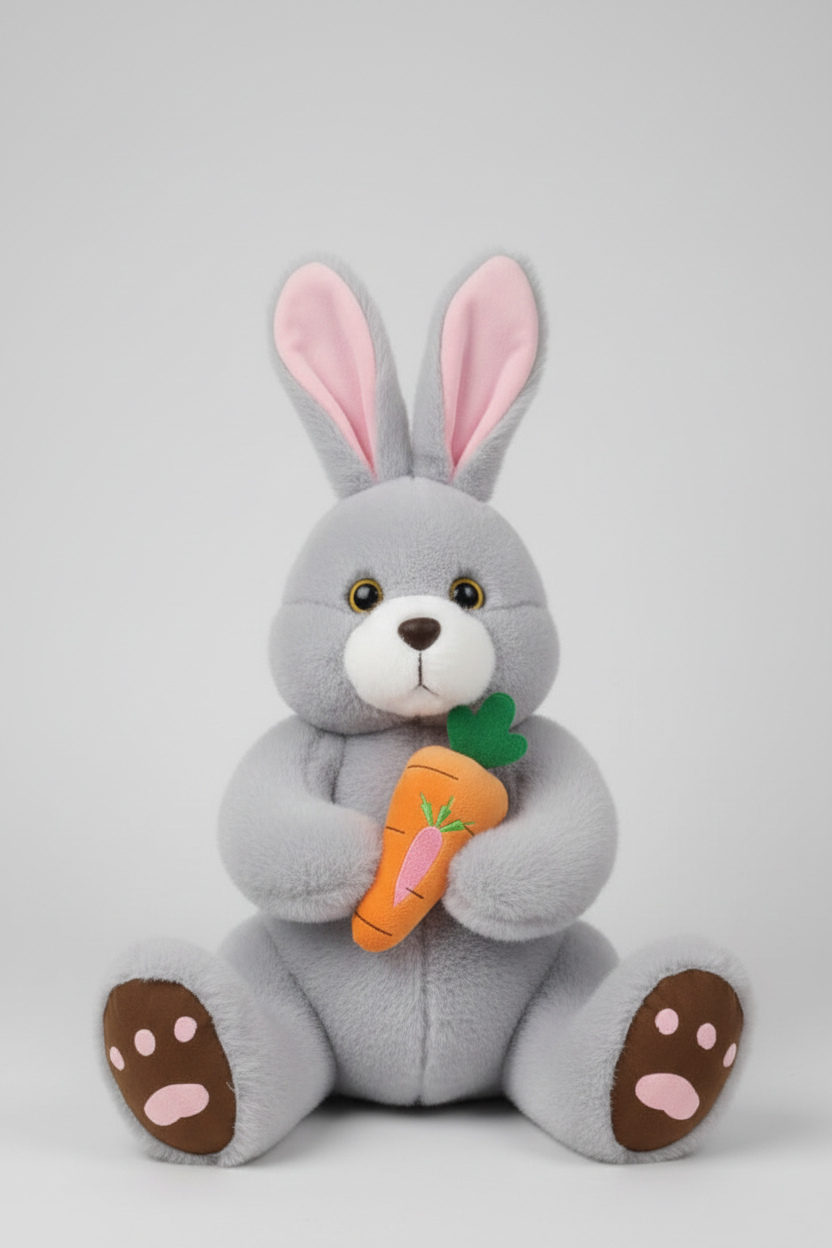 Giant Carrot Bunny Plush Toy – Realistic Soft Stuffed Rabbit Holding Carrot | 50cm