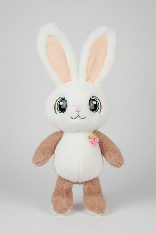 Big Eyes Rose Bunny Plush Toy – Super Soft Kawaii Rabbit Stuffed Animal for Kids