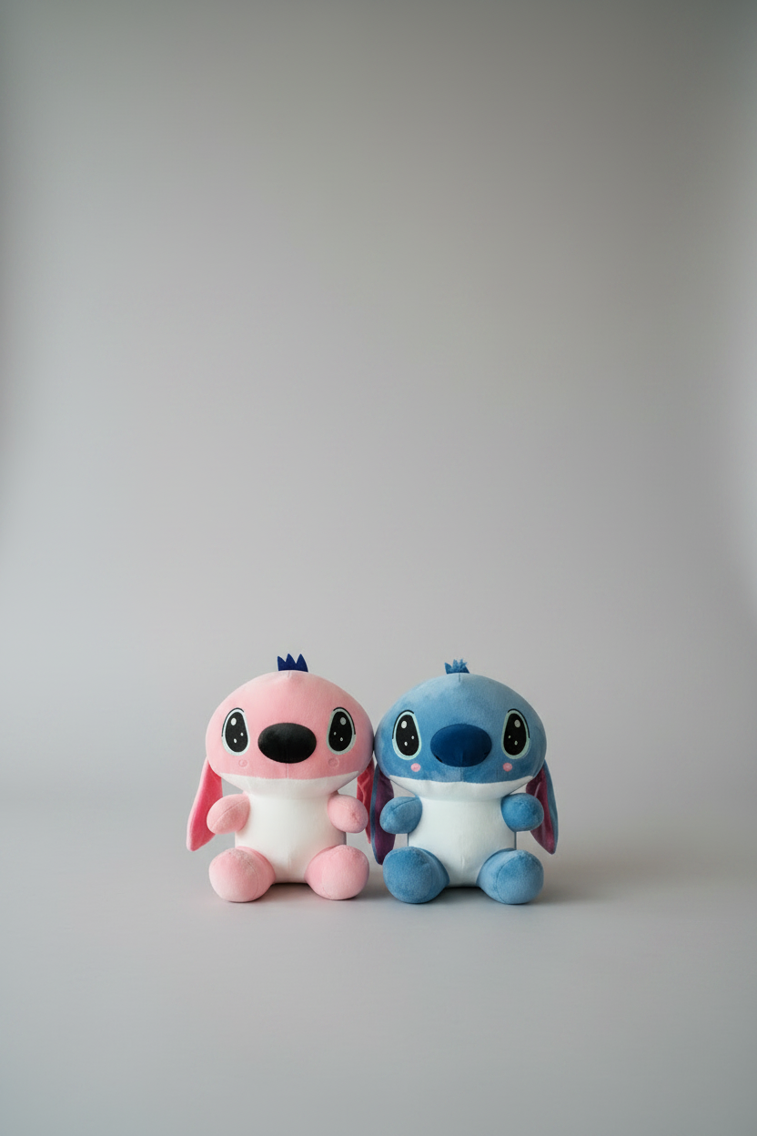 Stitch & Angel Plush Toy – Soft Stuffed Disney Couple | Blue & Pink